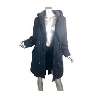 Uoiuxc Women's Medium Hooded Winter Coat Long Parka Faux Fur Dark Navy Blue